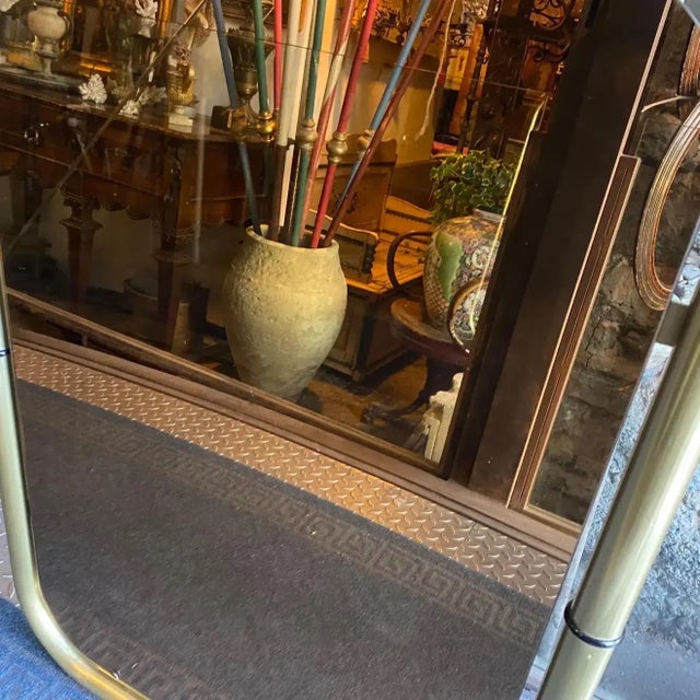 Metal 1970s Cristal Arte Space Age Brass and Pink Glass Italian Wall Mirror For Sale - Image 7 of 12