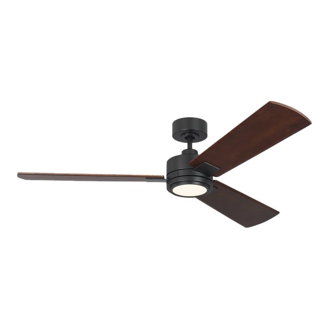 Visual Comfort Fan Harris Smart 56" LED Ceiling Fan in Midnight Black and Dark Walnut For Sale