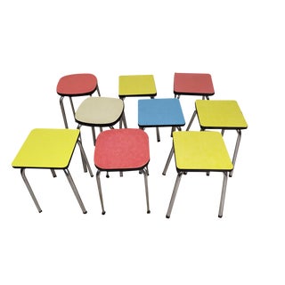 Vintage Formica Stools, 1960s, Set of 9 For Sale