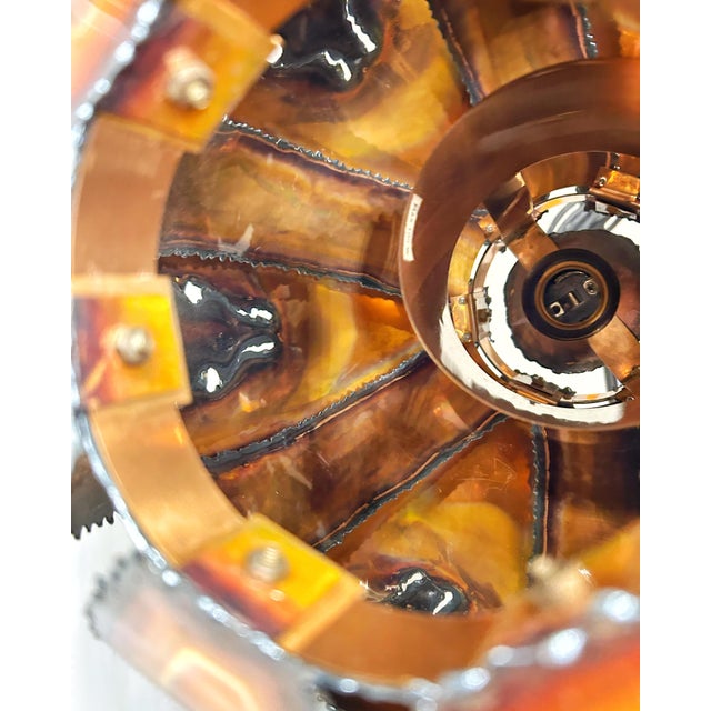 Slice / Flame Cut Copper Pendant Lamp by Svend Aage Holm Sørensen, Denmark, 1960s For Sale - Image 4 of 5