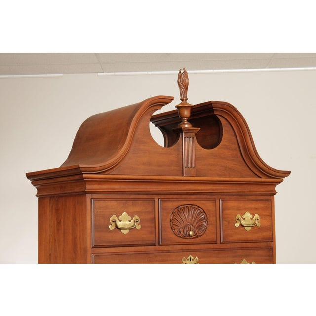 Wood Henkel Harris Queen Anne Style Cherry Highboy For Sale - Image 7 of 12