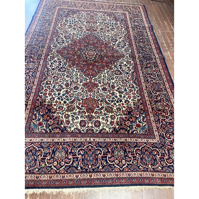 White Antique Persian Dabir Kashan Rug For Sale - Image 8 of 8