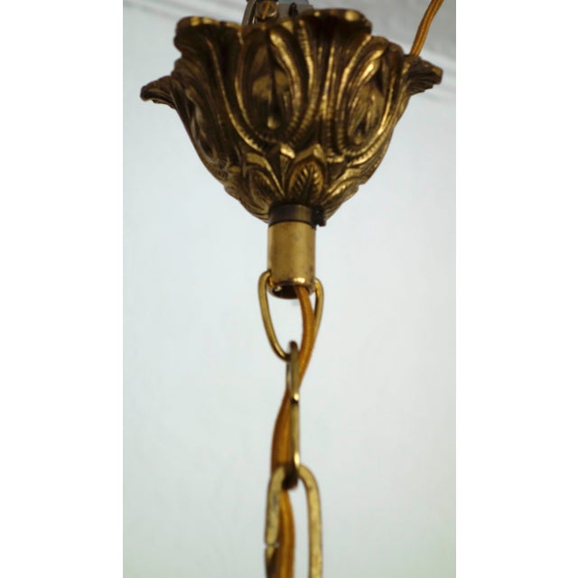 Antique French Brass and Crystal Ball 4-Light Chandelier, 1930s For Sale - Image 12 of 18