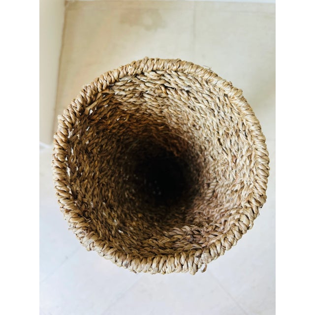 Vintage 19.5” Woven Braided Natural Rattan & Seagrass Vase For Sale In Los Angeles - Image 6 of 14