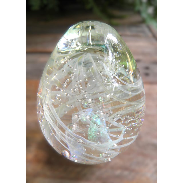 Vintage Signed Stunning Bullicante & Iridescent Art Glass Paperweight For Sale - Image 4 of 17