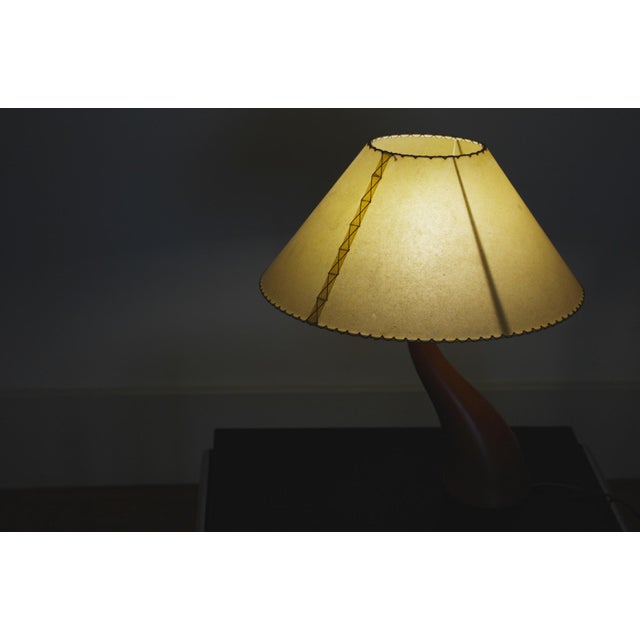 Mid-Century Spanish Cedar Wood Parchment Shade Bonsai Table Lamp by Josep Llusca Blauet, 1990s For Sale - Image 14 of 18