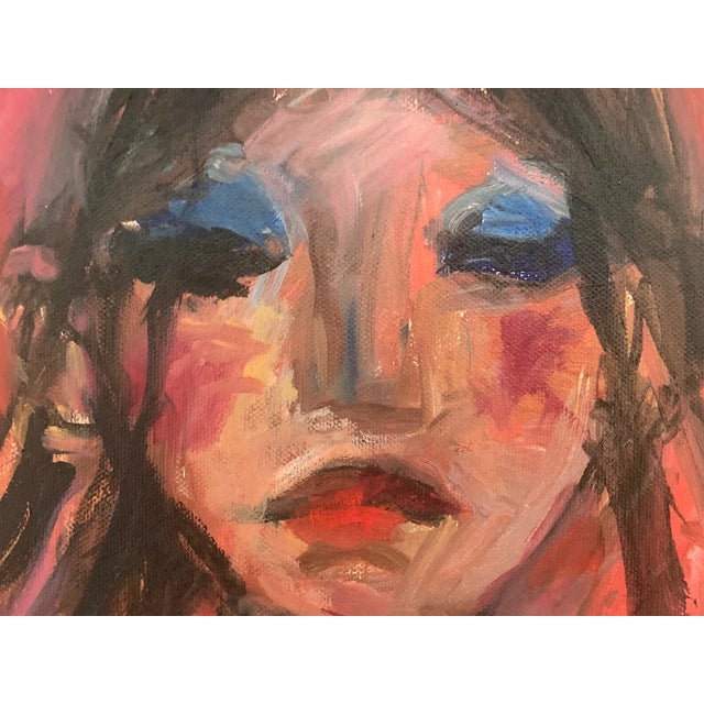 Bruno Paoli "Cassola in May" Original Italian Modern Figurative Portrait, 20th Century Florence Italy Fine Art Painting, Oil on Canvas, 24x21.5" For Sale - Image 4 of 8