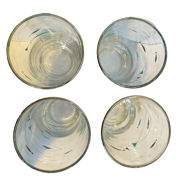 Vintage 1956 Libbey “Mediterranean” Atomic Fish Tumblers — Set of 4 For Sale In Seattle - Image 6 of 9