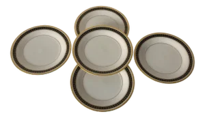 80�s Black Sapphire China by Pickard Salad Plates S/5