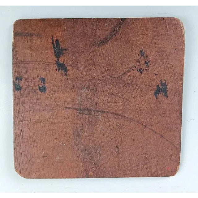 Antique 18th century small wood panet painted red. Black with yellow outlines figures include birds, tiger, leopard and...