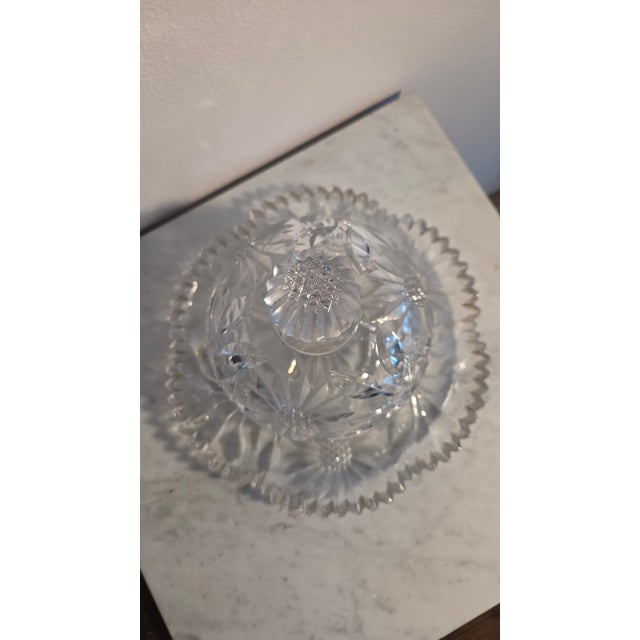Vintage Imperial Glass Cosmos-Pattern Crystal Covered Butter Dish For Sale - Image 4 of 16