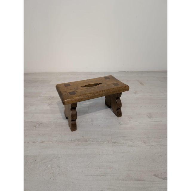 Rustic Wooden Stool with Handle, 1962 For Sale - Image 4 of 10
