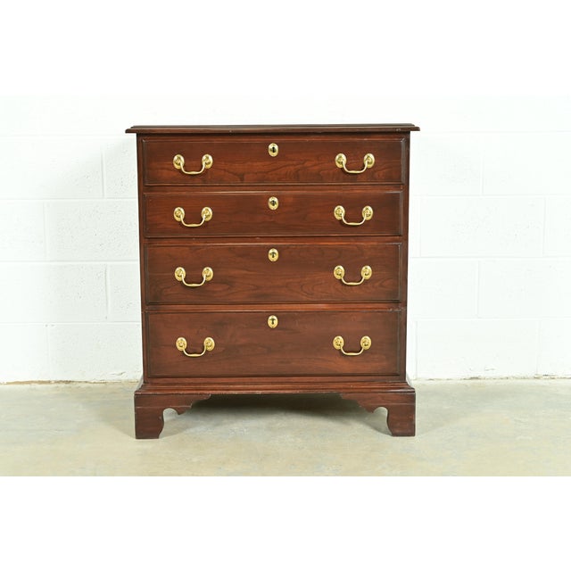 English Harden Georgian Solid Cherry Wood Four-Drawer Nightstand or Bachelor Chest For Sale - Image 3 of 15