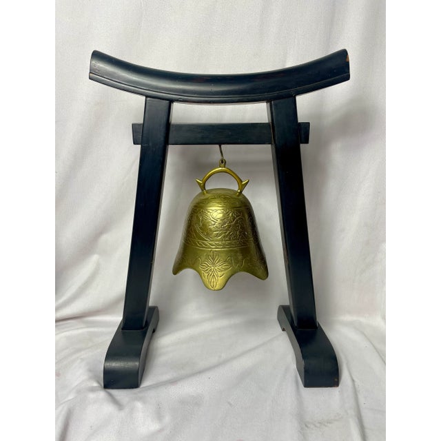 Vintage Large Black Wooden 18.5” Pagoda Temple w/ Solid Brass Bell Gong, c. 1925 According to the tape left on the inside...