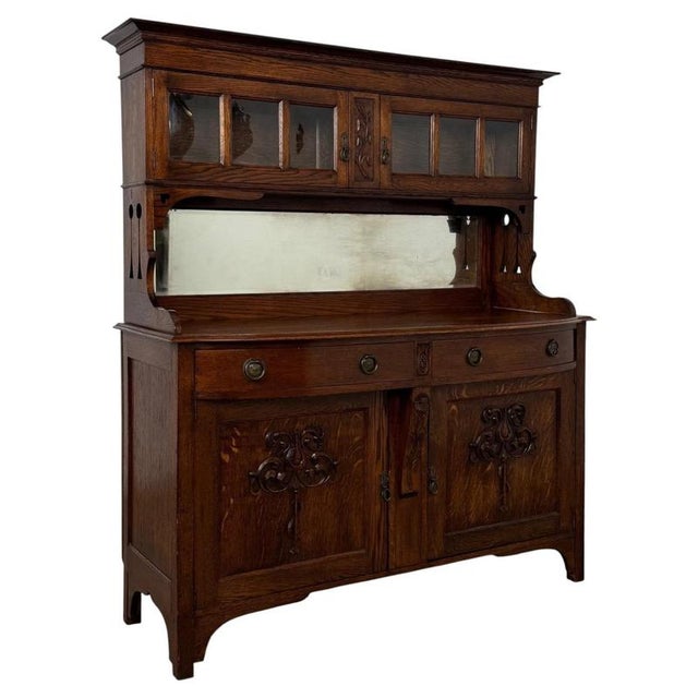 20th Century Arts and Crafts English Oak Sideboard, 1890s For Sale - Image 4 of 14