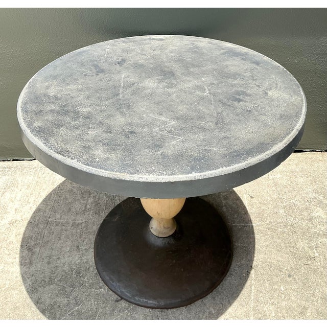 Gray Vintage Boho Patinated Cafe Table For Sale - Image 8 of 11