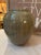 1980s Vintage Rustic Weathered Look Green Glazed Pottery Vase For Sale - Image 4 of 6