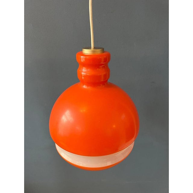 Orange Mid-Century Modern Orange and White Glass Pendant Lamp from Peill & Putzler For Sale - Image 8 of 11