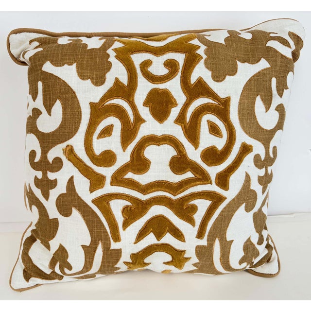 Baroque Custom Baroque Moorish Silk Velvet Appliqué Throw Pillow, India, 1980 For Sale - Image 3 of 12