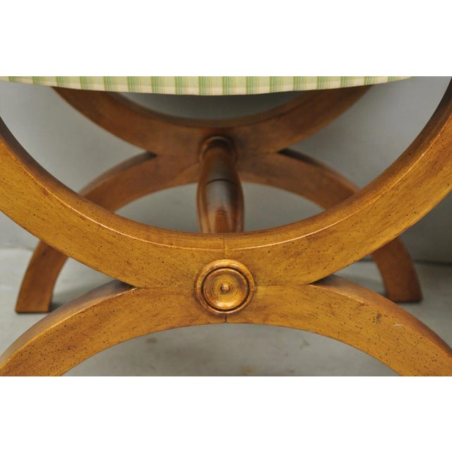 Mid 20th Century Vintage Italian Neoclassical Style Walnut Wood Curule X-Form Stool - A Pair For Sale - Image 5 of 13