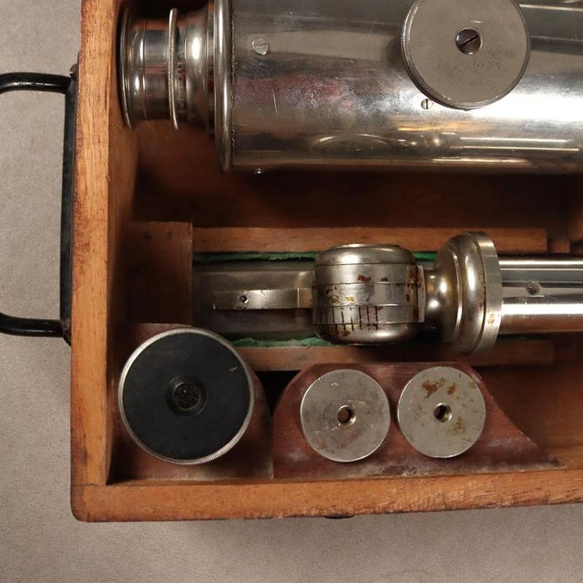 Wood Salmoiraghi Milano Spotting Scope with Wooden Case For Sale - Image 7 of 12