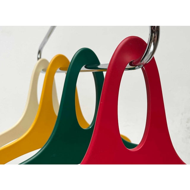 Mid-Century Modern German Space Age Green, Red, Yellow, White Coat Hangers by Jürgen Lange for Schönbuch, 1960s, Set of 4 For Sale - Image 9 of 18