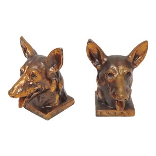 Vintage Bronzed Metal Buddy the Original Seeing Eye Dog Bookends For Sale