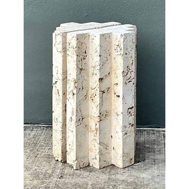 Contemporary Vintage Coquina Stone Table Pedestal - Set of 2 For Sale - Image 3 of 12