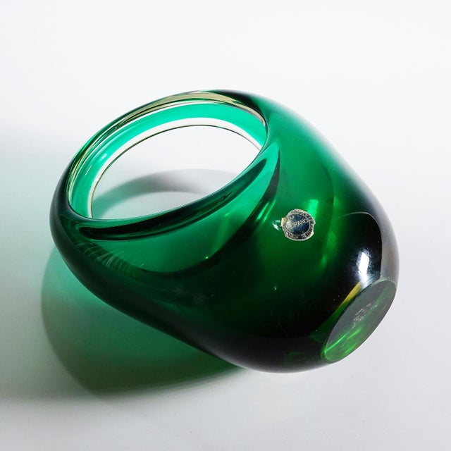Glass Bowl in Green Sommerso Glass, Flavio Poli for Seguso Murano 1950s For Sale - Image 7 of 9