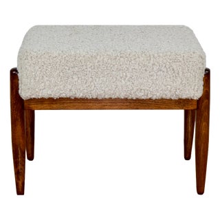 Cream Beige Bouclé Lamb Ottoman from Edmund Homa, 1970s For Sale