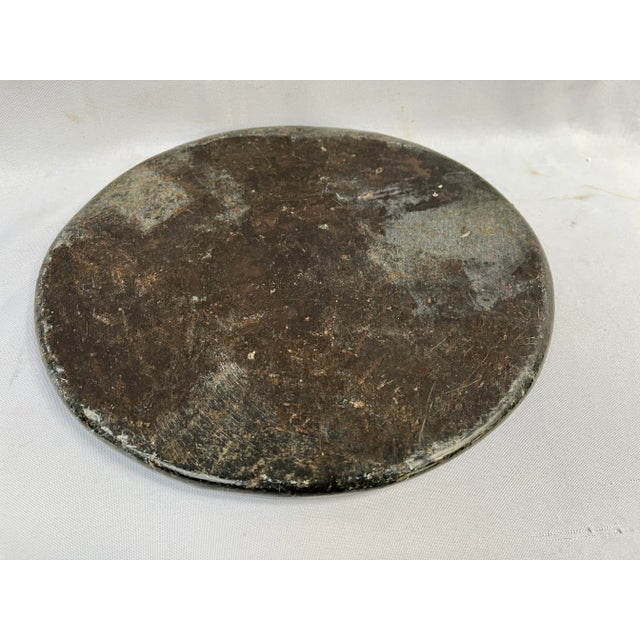 Stone Early 20th Century Primitive Black Limestone Handcrafted Plateau/Charger For Sale - Image 7 of 10