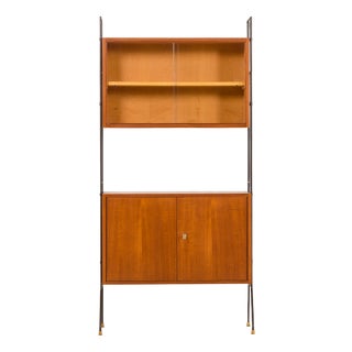 Mid-Century Italian Free Standing Wall Unit with Display Cabinet, 1960s For Sale