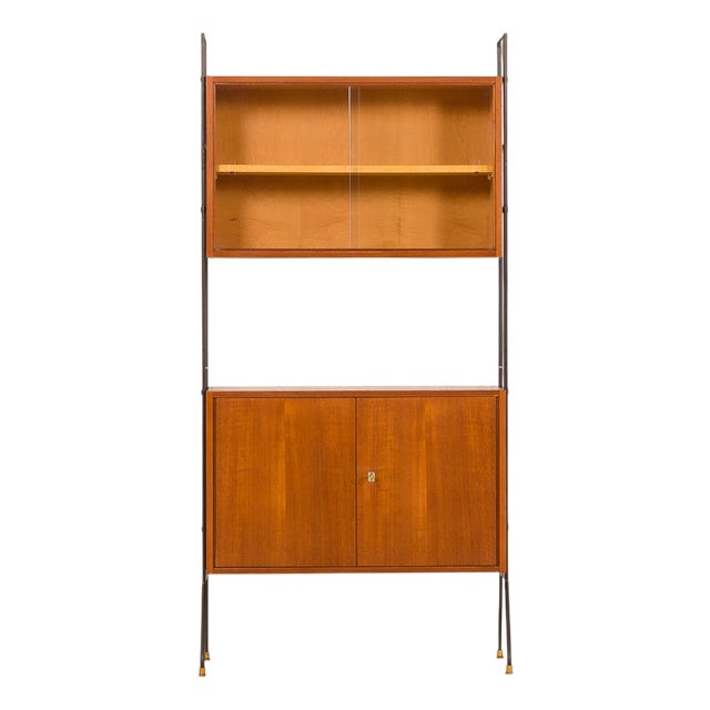 Mid-Century Italian Free Standing Wall Unit with Display Cabinet, 1960s For Sale