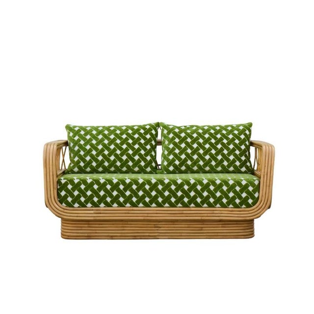 Luna sofa in stained rattan, plywood and hr foam by popus editions. Dimensions: w 160 x d 78 x h 76 cm. Materials: stained...