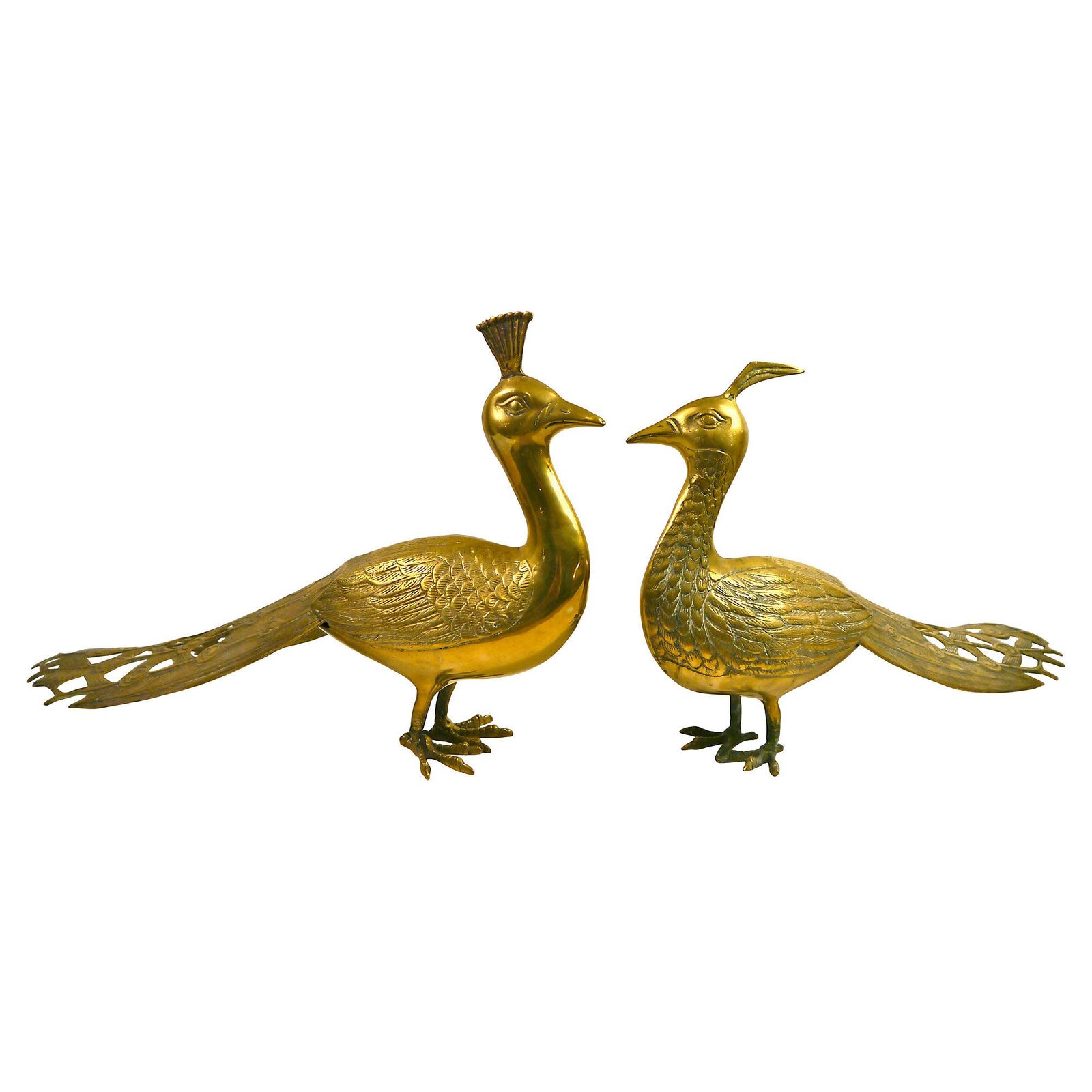 Vintage Brass Peacock Figurines A Pair Chairish