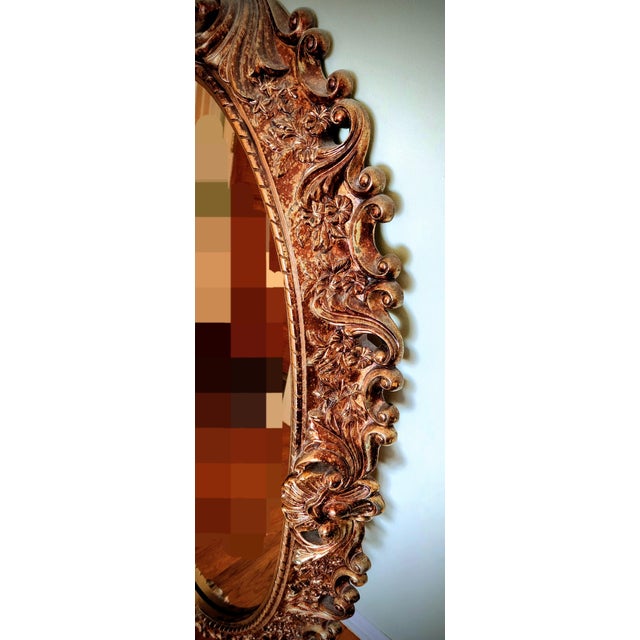 Plastic Mid Century Gold Acanthus Leaf Oval Wall Mirror For Sale - Image 7 of 8