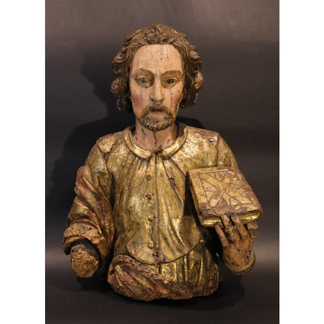 Aniello Stellato, Saint John and Saint Catherine, 17th Century, Wood, Set of 2 For Sale - Image 4 of 16