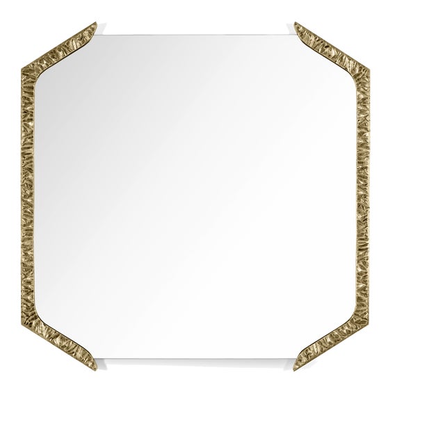 Alentejo Square Mirror in Cast Brass from Insidherland For Sale