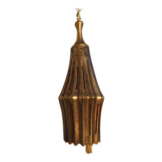 Mid-Century Modern Gold Pendant Swag Light For Sale