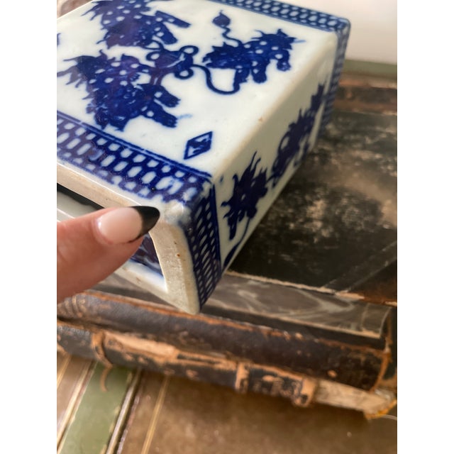 Blue Vintage Blue and White Chinese Incense Burner For Sale - Image 8 of 10