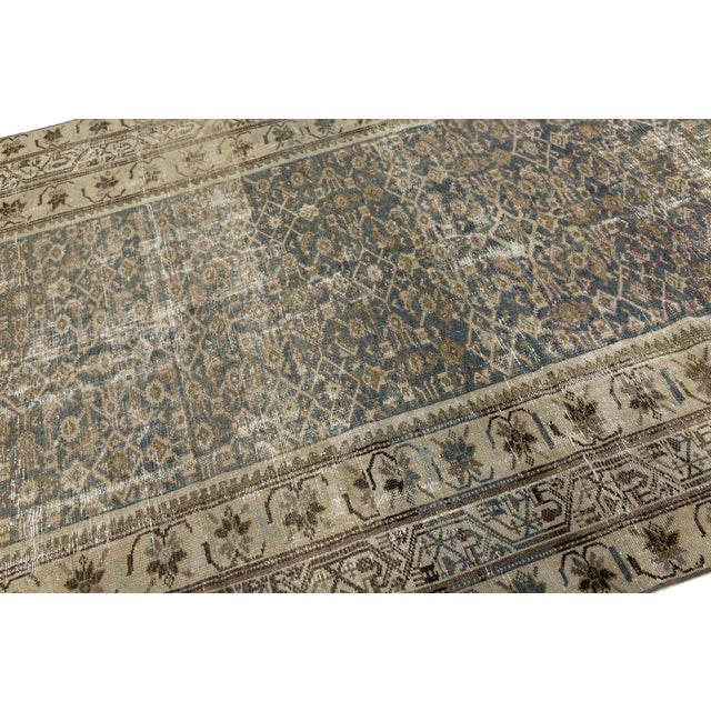 Antique Malayer Wool Rug With Muted Indigo and Earthy Palettes For Sale - Image 4 of 9