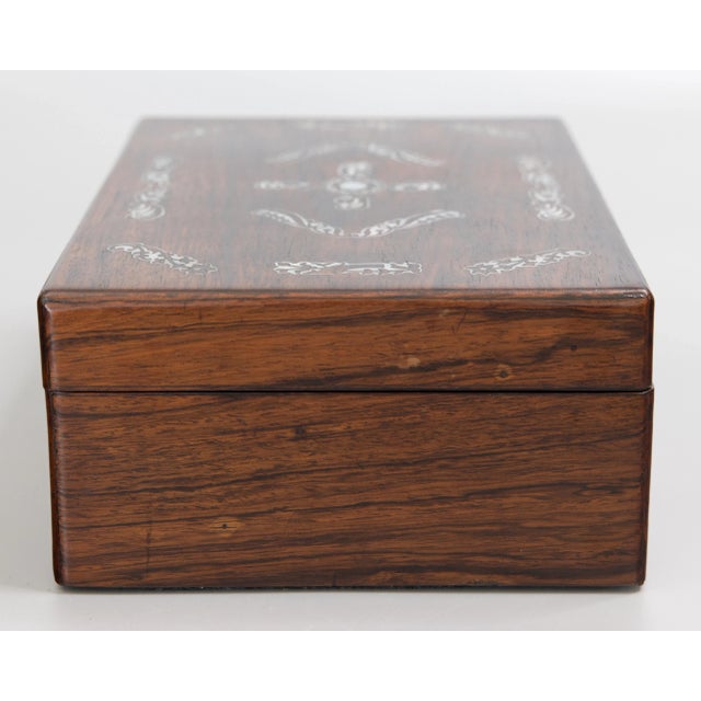 Mid 19th Century 19th Century English Rosewood & Mother of Pearl Jewelry Box For Sale - Image 5 of 12