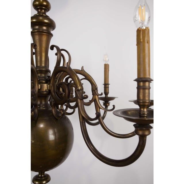 Antique 19th Century Dutch Bronze Chandelier with Eight Arms For Sale - Image 6 of 9