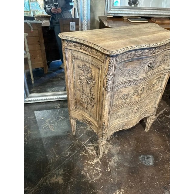 19th Century 19th Century Carved and Bleached Tall Oak Chest For Sale - Image 5 of 7