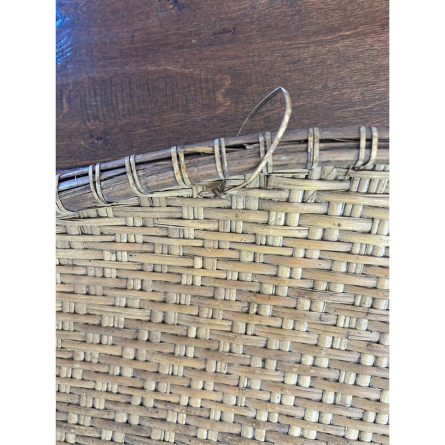 Contemporary Vintage Japanese Large Handwoven Bamboo Winnowing Tray, 20th Century For Sale - Image 3 of 6