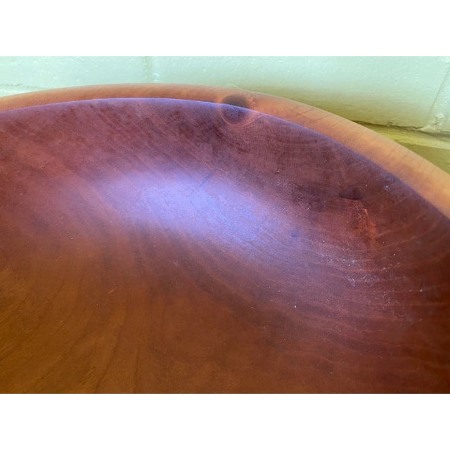 Figurative 1970s Large Turned Cherry Wood Bowl Rodger Jacobs Artist Craftsman For Sale - Image 3 of 12