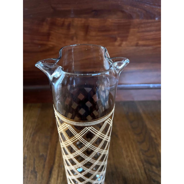 Mid-Century Modern Vintage Mid-Century Modern "Old Lace" Pattern Gold Cocktail Pitcher For Sale - Image 3 of 9