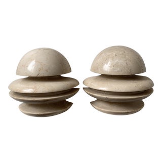 Vintage Tan Stone Bookends - a Pair For Sale