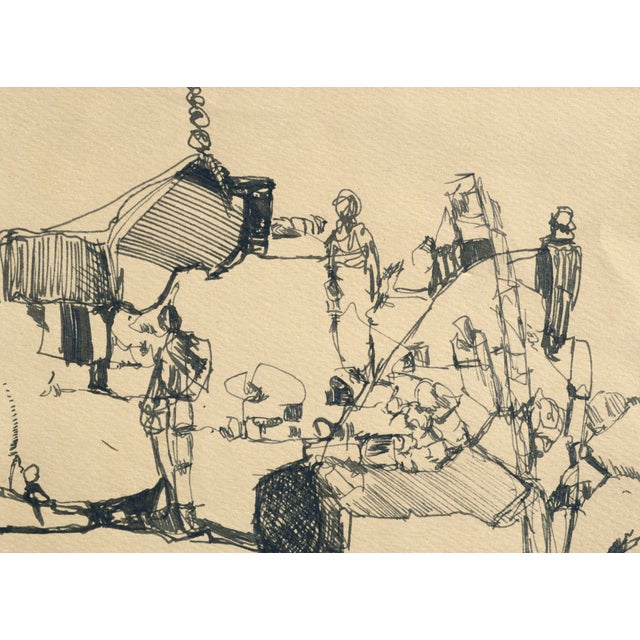 1970s Abstract Figures and Landscape Drawing by David Rosen For Sale In Monterey, CA - Image 6 of 7
