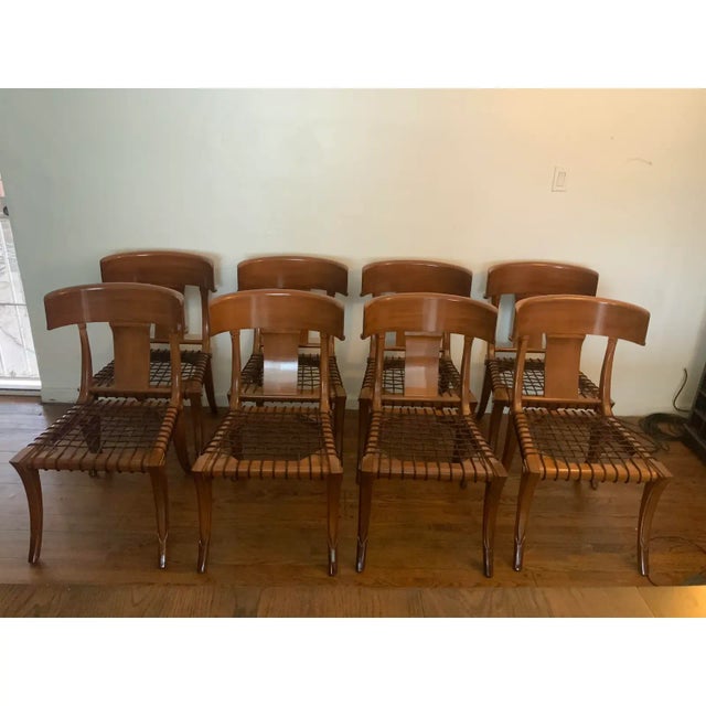 Brown 1980s Klismos Style Dining Chairs - Set of 8 For Sale - Image 8 of 8